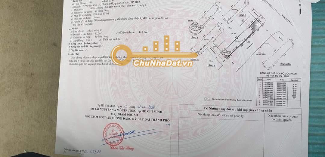 Read more about the article Bán Nhà 6 tầng Góc 2 mặt tiền Phan Văn Trị, Gò Vấp ngang 4m diện tích 71 m2 hướng Đông Bắc